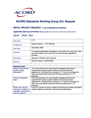 ACORD Long Term Care Insurance Project Request