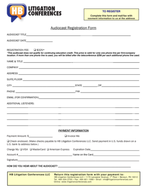 Audiocast Registration Form