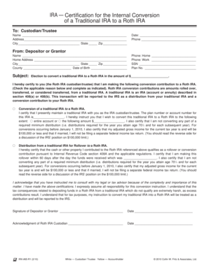 IRA Conversion Certification Form