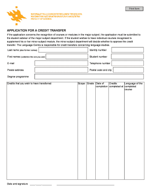 Credit Transfer Application Form