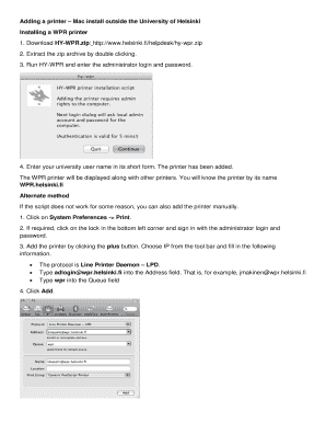 Adding a printer Mac install outside the University of Helsinki ... - helsinki