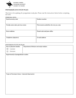 Postgraduate Study Plan Update Form