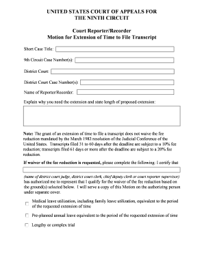 Motion for Extension of Time to File Transcript