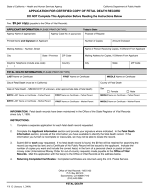 California Fetal Death Record Application