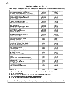 KwaZulu-Natal Paediatric Forms Catalogue