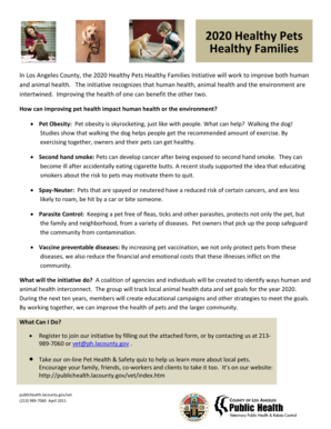 2020 Healthy Pets Healthy Families Registration Form