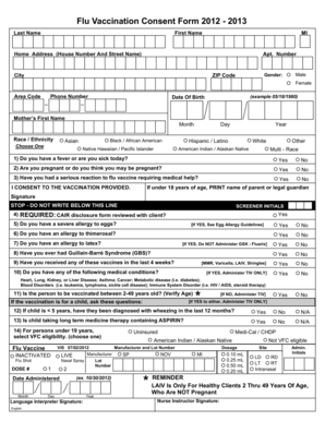 Flu Vaccination Consent Form