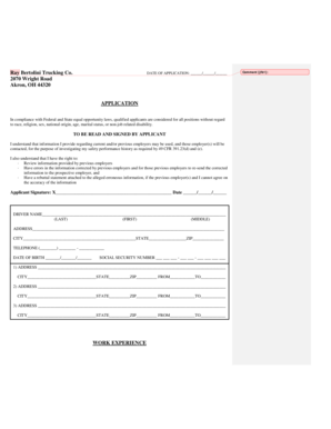 Truck Driver Application Form