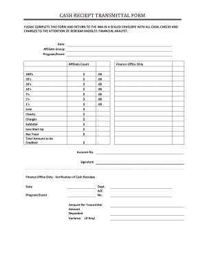 Fillable Online imamuseum CASH RECIEPT TRANSMITTAL FORM - imamuseum Fax ...