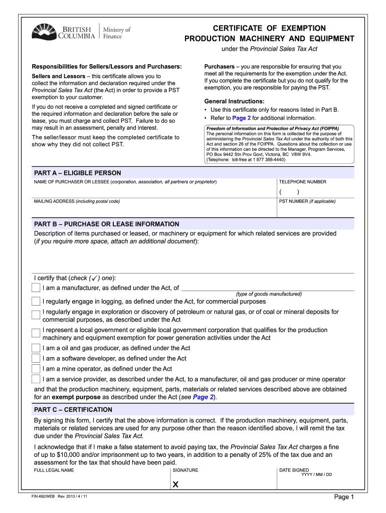 pst exemption form Preview on Page 1.