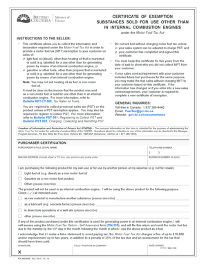Certificate of Exemption for Motor Fuel Tax