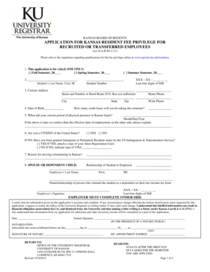 Kansas Resident Fee Privilege Application