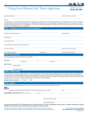 Texas Going Out of Business Sale Permit Application