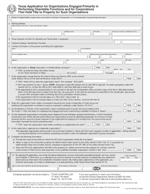 Texas Application for Charitable Organizations