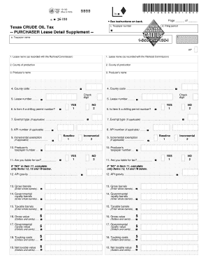 Texas Crude Oil Tax Purchaser Lease Detail Supplement
