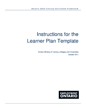Ontario Adult Literacy Curriculum Framework Learner Plan Template