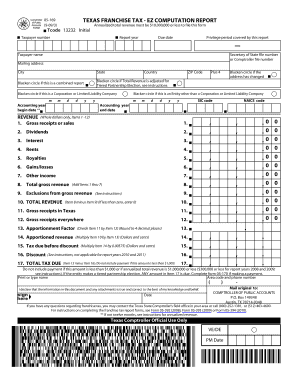 Texas Franchise Tax EZ Computation Report