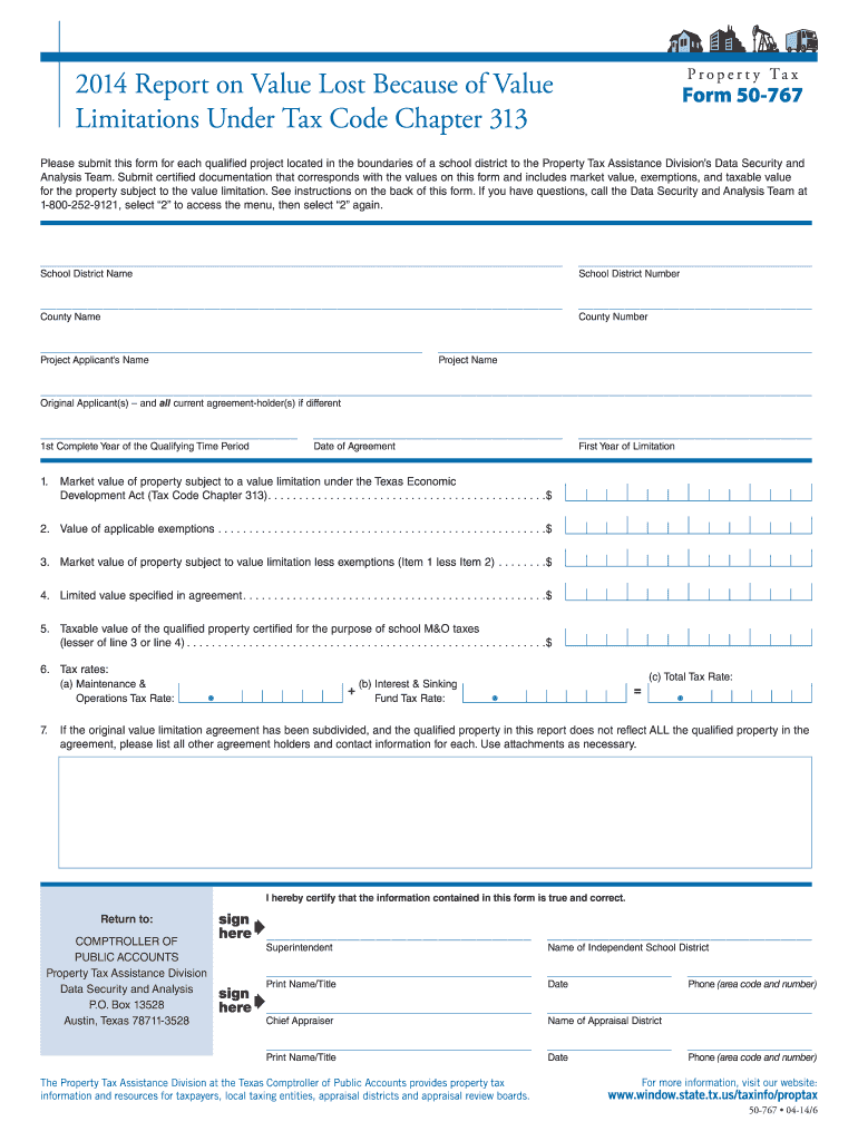 Form 50-767 - Texas Comptroller of Public Accounts Preview on Page 1.