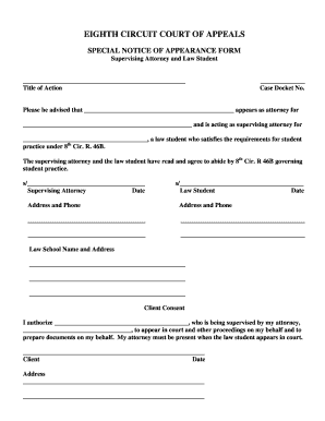 Special Notice of Appearance Form