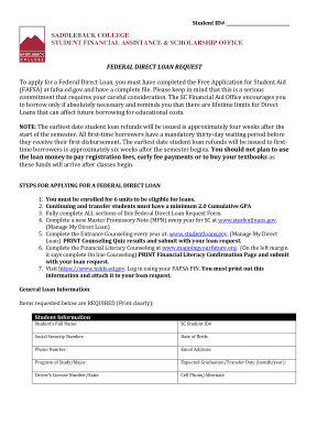 Federal Direct Loan Request Form