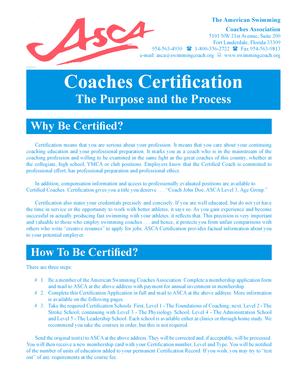 ASCA Coaches Certification Application