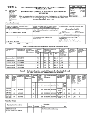 Form 4 Statement of Changes in Beneficial Ownership