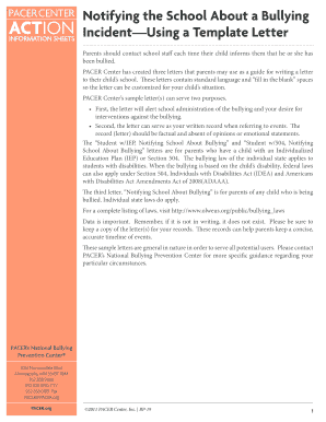 Bullying Incident Notification Letter Template
