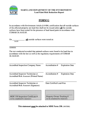 Maryland Lead Paint Risk Reduction Report