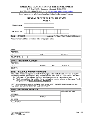 Maryland Rental Property Registration Form