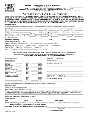 Orange County Gas Permit Application