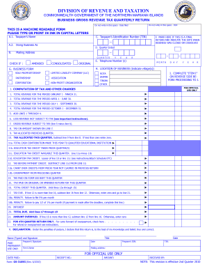 Northern Mariana Islands Business Gross Revenue Tax Quarterly Return