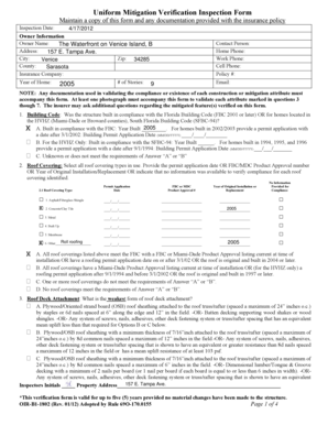 Florida Uniform Mitigation Verification Inspection Form