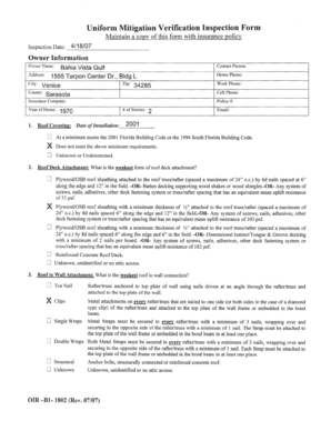 Florida Uniform Mitigation Verification Inspection Form