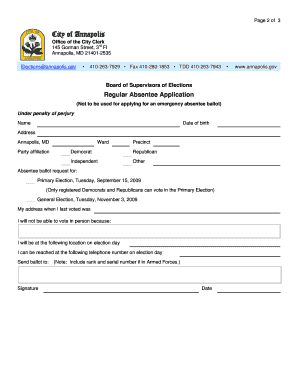 Annapolis Absentee Voting Application