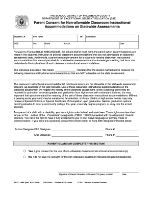 Parent Consent for Non-Allowable Classroom Instructional Accommodations
