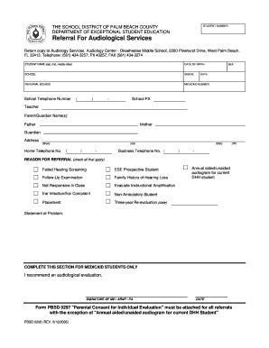 Student Referral for Audiological Services