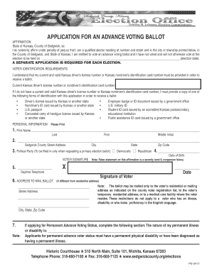 Kansas Advance Voting Ballot Application