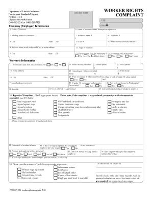 Washington Worker Rights Complaint Form