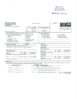 California Form 460 Campaign Statement