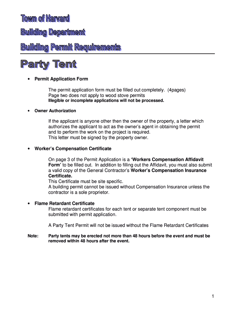 Fillable Online harvard ma 1 Permit Application Form The permit