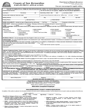 San Bernardino County Employment Application