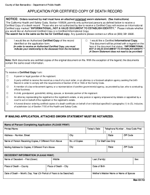 California Death Record Application
