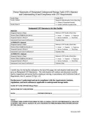 California UST Operator Designation Form