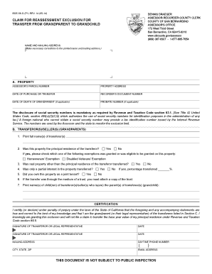 California Grandparent-Grandchild Reassessment Exclusion Form