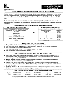 California Alternate Rates for Energy Application