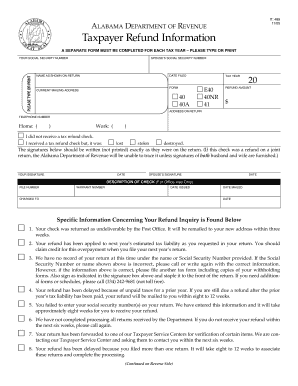 Alabama Taxpayer Refund Information Form
