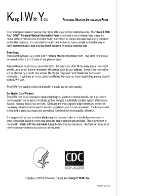 Keep It With You Personal Medical Information Form