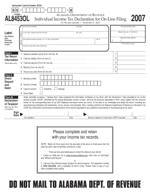 Alabama Individual Income Tax Declaration 2007