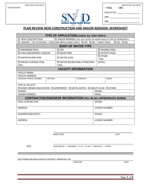 Plan Review New Construction and Major Remodel Worksheet - southernnevadahealthdistrict