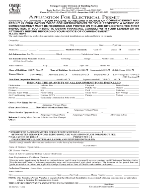 Orange County Electrical Permit Application